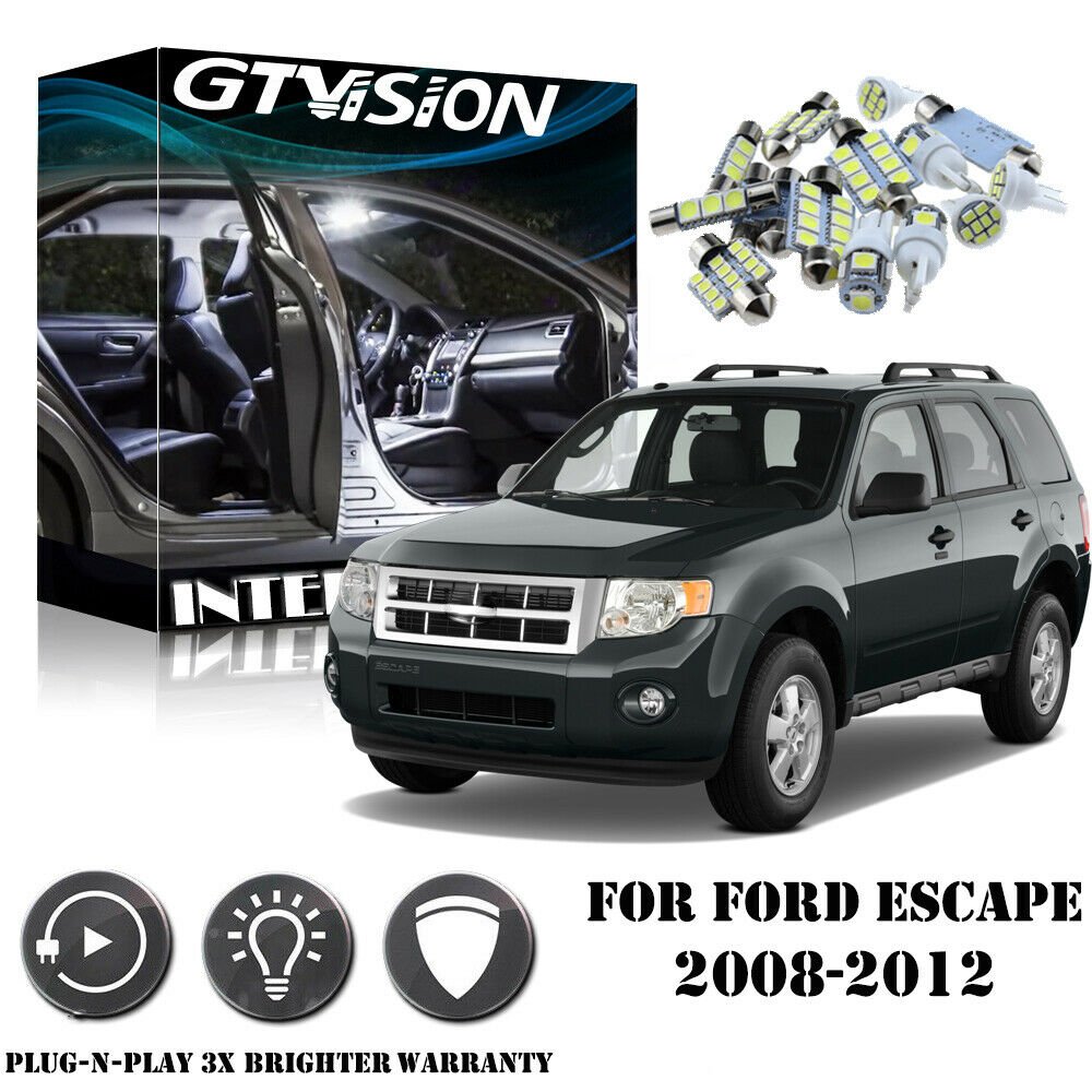 9x Super Bright White LED Interior Light Package Kit For Ford Escape 2008-2012