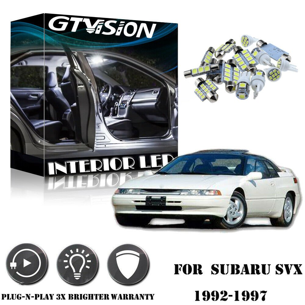 8Pcs Super Bright White LED Lights Interior Package Kit for Subaru SVX 1992-1997