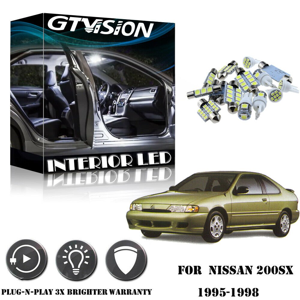 8x Super Bright White LED Lights Interior Package Kit for 1995-1998 Nissan 200SX