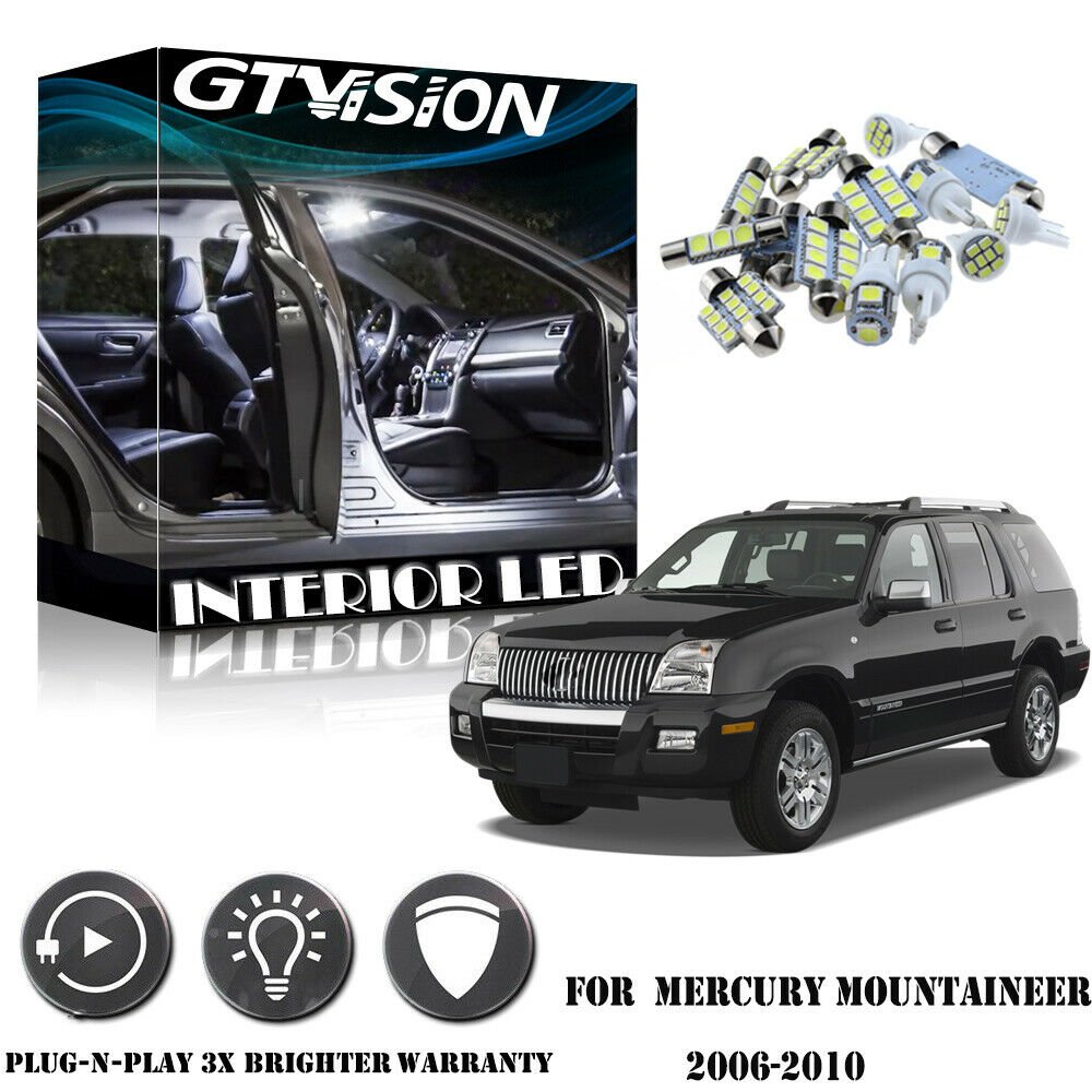 8PCS LED Lights Interior Package Kit WHITE For 2006 - 2010 Mercury Mountaineer