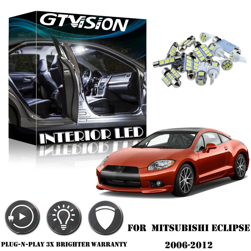 10x Bright White LED Light Interior Package Kit For 2006-2012 Mitsubishi Eclipse