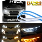 Super Slim 30cm LED Switchback Headlight Sequential DRL Strip Light White Yellow