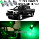 7 x Super Green LED Interior Lights Package Kit For Toyota Tacoma 2005 - 2015