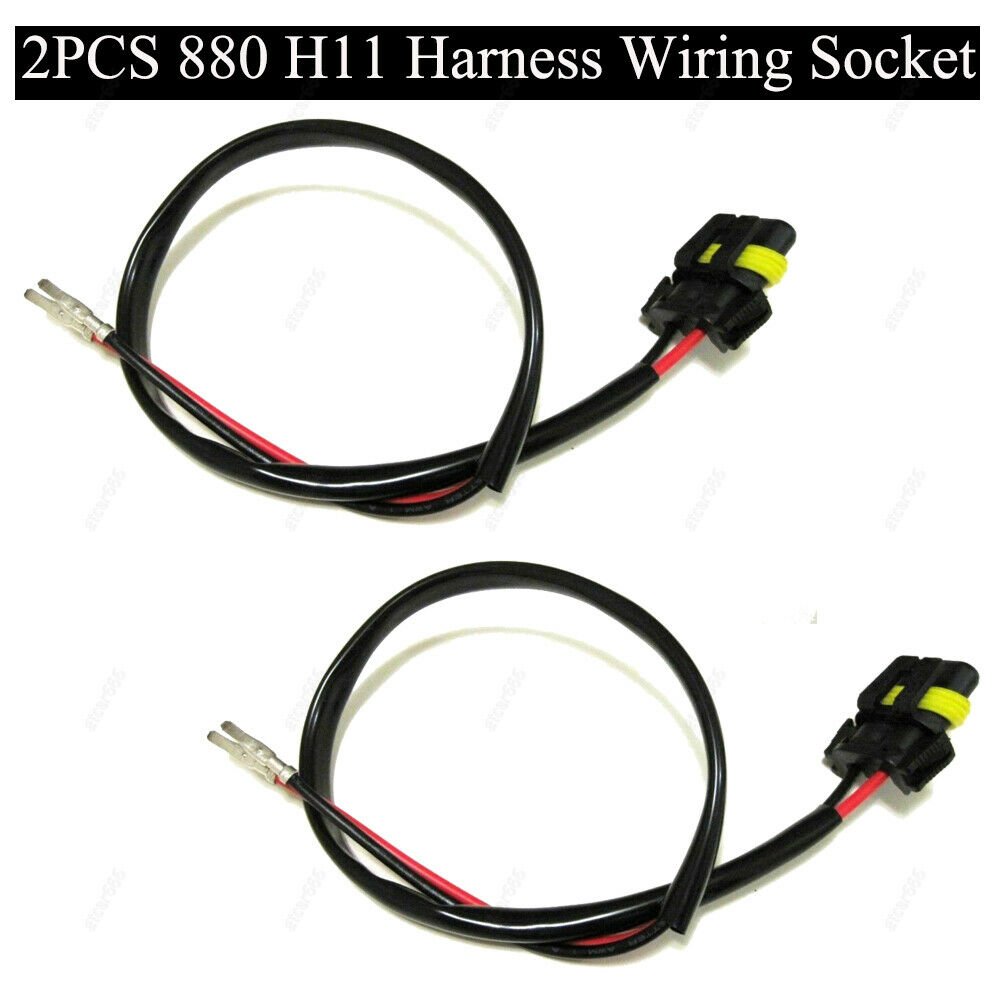 2Pcs DC 12V H8 H9 H11 880 881 Light Bulb Wire Harness Socket Extension Adaptor