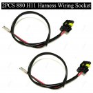 2Pcs DC 12V H8 H9 H11 880 881 Light Bulb Wire Harness Socket Extension Adaptor