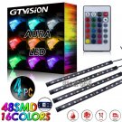 4x Multi-Color RGB Wireless Remote Control 48 LED Strip Lights Car Interior USB