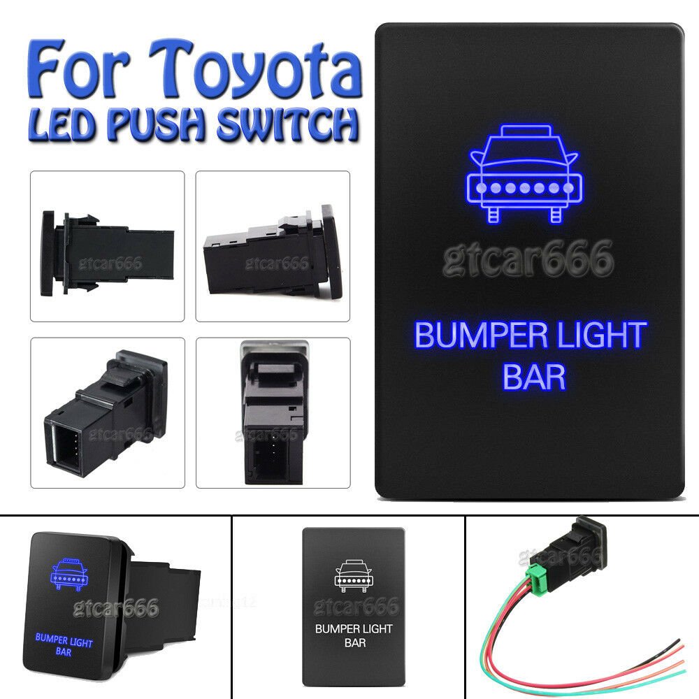 Blue LED Push Switch Bumper Light Bar for Toyota Highlander Sequoia RAV4 Tundra