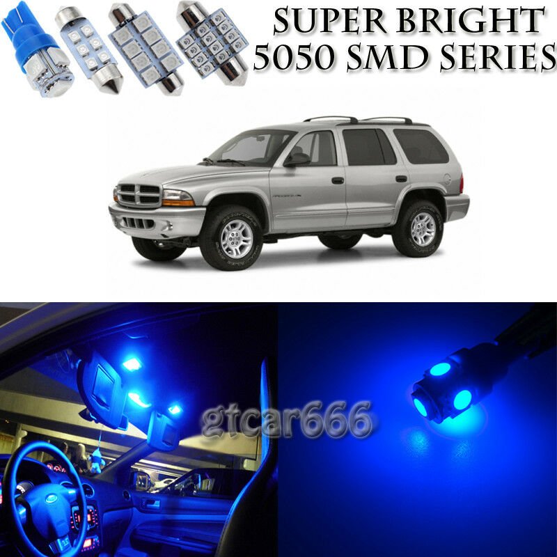 10 x Super Blue LED Interior Light Package Kit For Dodge Durango 1998 - 2003