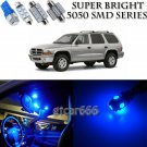 10 x Super Blue LED Interior Light Package Kit For Dodge Durango 1998 - 2003