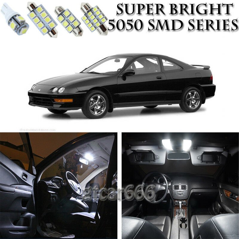 6pc Xenon White LED Interior Lights Bulb Package Kit For Acura Integra 1990-2001