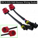 2Pcs D2 D2S D4S D4C D4R HID Bulb Socket Harness Wire Plug Connector Adapters 12V