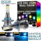 9006 HB4 Dual Color 2-Mode Flash Blinking Bright LED Fog DRL Driving Light Bulbs