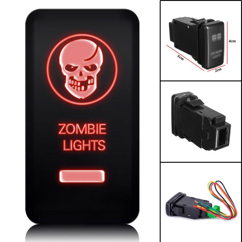 12V 3A ZOMBIE LIGHTS RED LED Push Switch For Toyota Tacoma Hilux Camry 4Runner