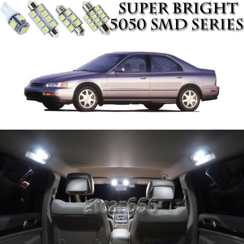 11x Xenon SMD White LED Interior Light Package Kit For 1994-1997 Honda Accord