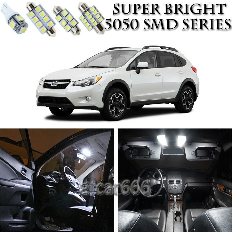 10pcs Xenon White LED Interior Lights Bulb Package Kit For Subaru XV Crosstrek