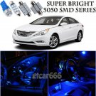 For Hyundai Sonata 2011-2014 Blue LED Interior Kit + License Plate Light 11Piece