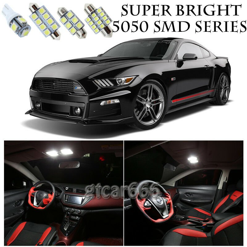 5050 SMD White LED Interior Lights Package Kit For 2015-2017 Ford Mustang 10pcs