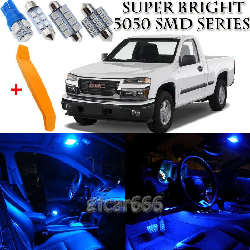 10 x Ultra Blue Interior LED Lights Kit + TOOL For 2004 - 2012 GMC Canyon