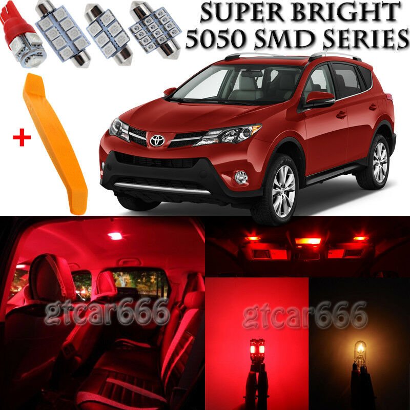 10 x Ultra Red Interior LED Lights Kit + TOOL For 2006 - 2015 Toyota RAV4