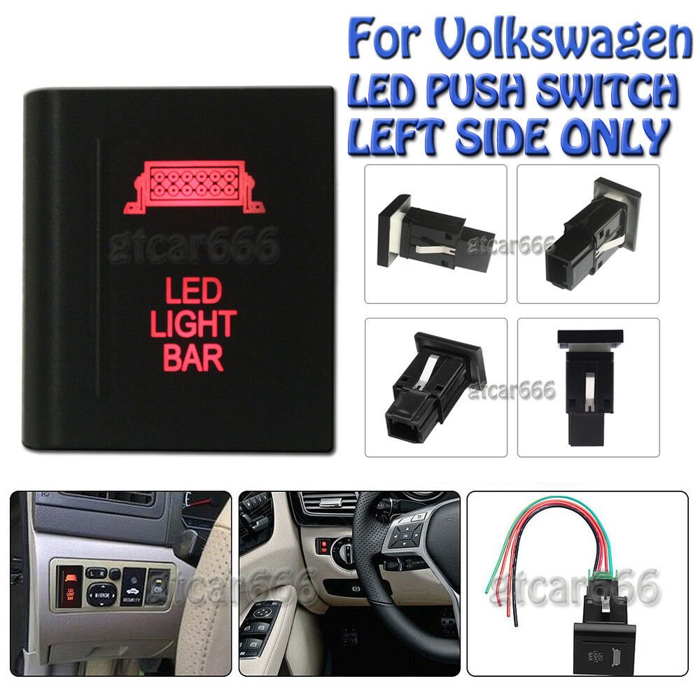 12V 3A Red LED ON-OFF Push Switch LED LIGHT BAR For Volkswagen Amarok Left Side