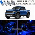For Ford F-150 2010-2014 Blue LED Interior Light Kit + License Plate Light 10PC