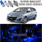 For Mazda 5 2006-2016 Blue LED Interior Lights Kit + License Plate Light 9 Piece