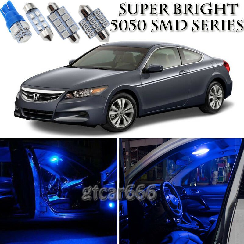 8pcs Blue LED Interior Lights Bulb Package Kit For Honda Accord 2003-2012