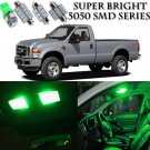 For Ford F250 F350 1999-2010 Green LED Interior Lights kit + License Light 9PCS