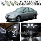 9pcs Xenon White LED Interior Lights Bulb Package Kit For Honda Civic 2001-2005