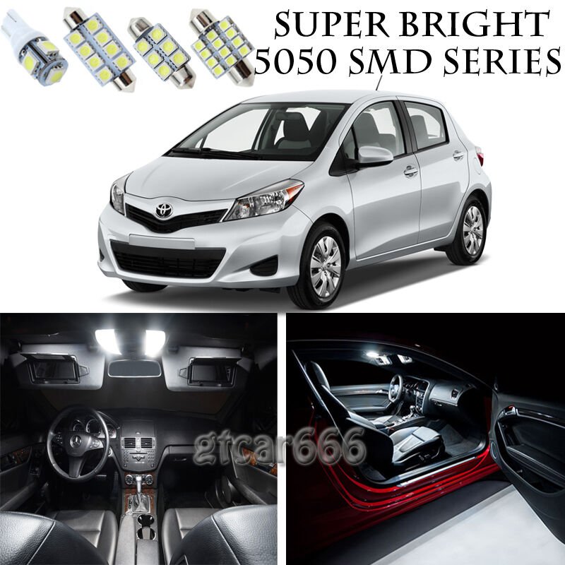5050 SMD White LED Interior Lights Package Kit For 07-12 Toyota Yaris Sedan 8pcs