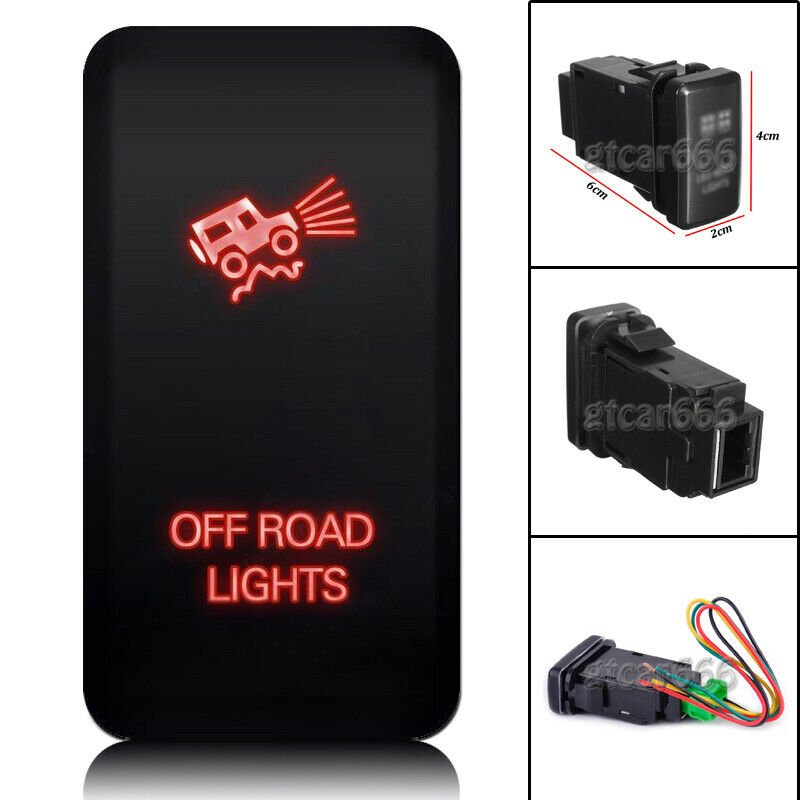 OFF ROAD LIGHTS Red LED Push Switch For Toyota Fortuner Hilux Tacoma 2005-2011
