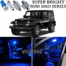 8pcs Blue LED Interior Lights Bulb Package Kit For Jeep Wrangler 2007-2017