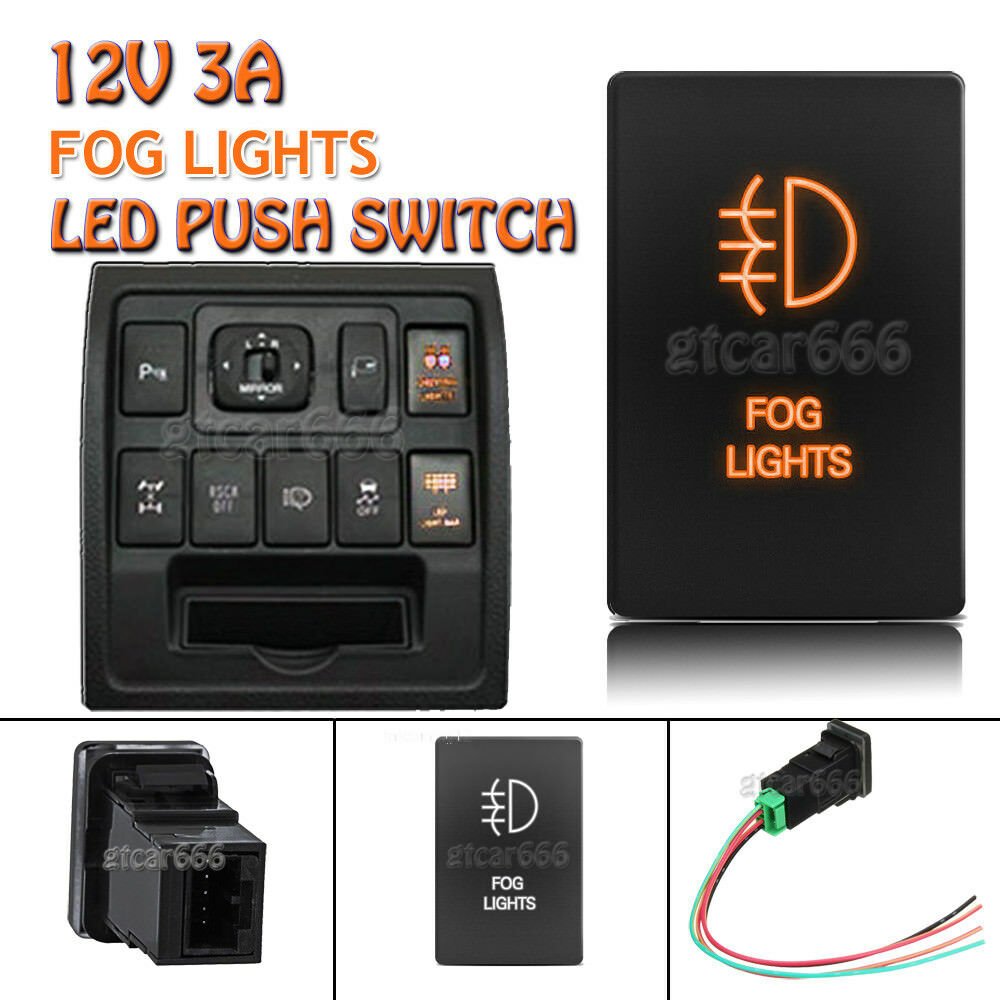 12V 32.5mmx22mm Push Switch Orange Fog Lights For Toyota Tundra 4Runner 2010-up