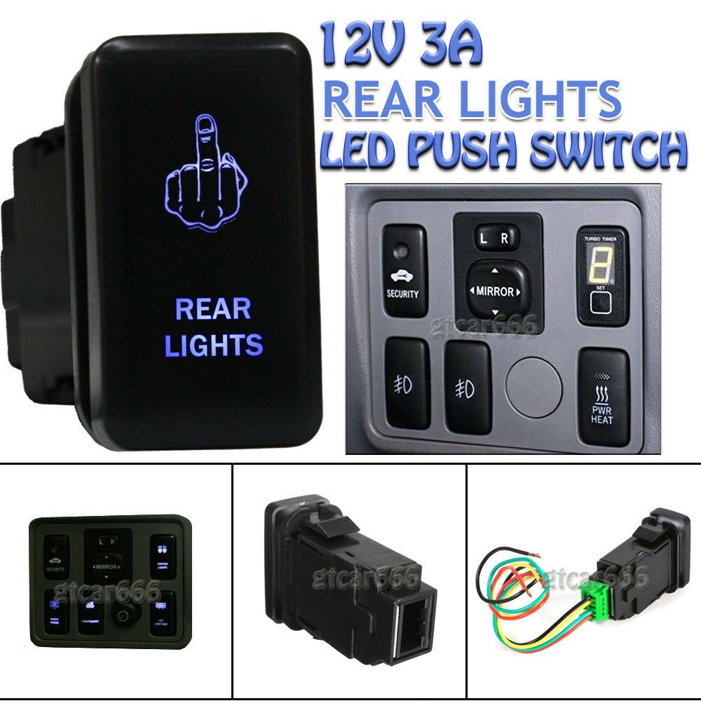 REAR LIGHTS Blue LED Push Switch For Toyota Landcruiser Hilux Prado FJ CRUISE