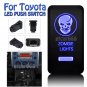 12V ZOMBIE LIGHTS Blue LED Light Push Switch For Toyota 4Runner Tocoma 40mm*20mm