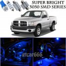 For Dodge Ram 1500 2002-2008 Blue LED Interior Kit + White LED License Light 8PC