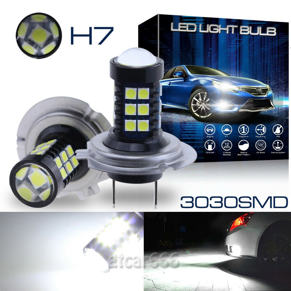 2X H7 30SMD LED Fog Light Bulbs Car Driving Lamp DRL 6000K Bright Xenon White