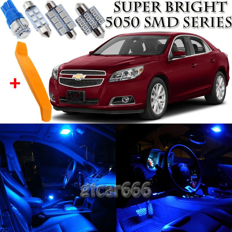9 x Blue Interior LED Lights Kit + TOOL For 2008 - 2013 Chevrolet Chevy Malibu