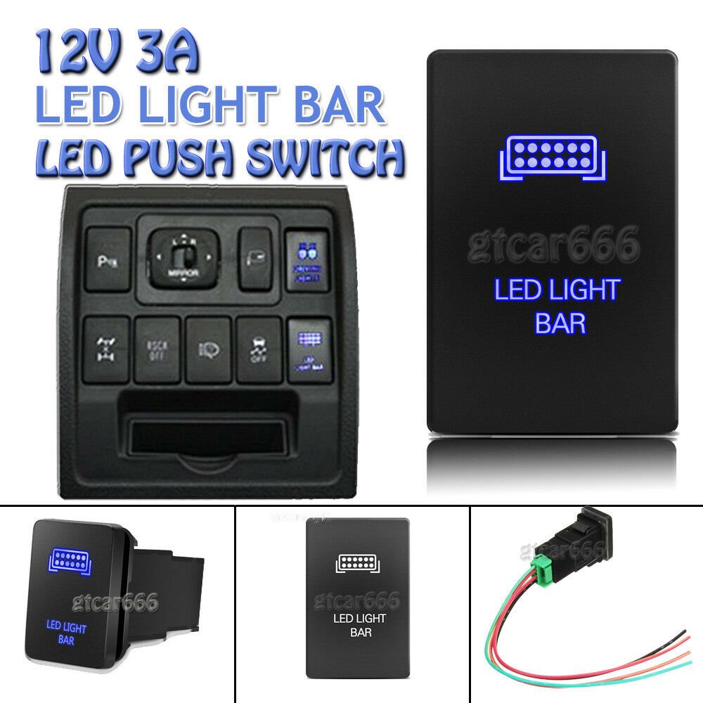 Car Blue LED Push Switch LED Light Bar for Toyota Highlander Sequoia RAV4 Tundra