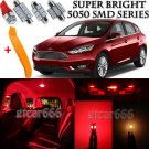 9 x Ultra Red Interior LED Lights Kit + TOOL For 2012 - 2015 Ford Focus