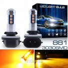 2PCS 15-3030-SMD 881 889 LED Fog Light Driving Bulb High Power DRL Amber Yellow