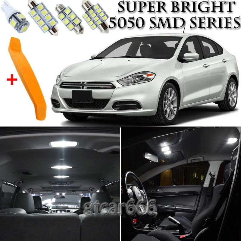 9 x Xenon White Interior LED Lights Kit + TOOL For 2013 - 2016 Dodge Dart