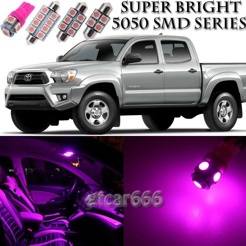 7 x Pink Purple LED Interior Lights Package Kit For Toyota Tacoma 2005 - 2014