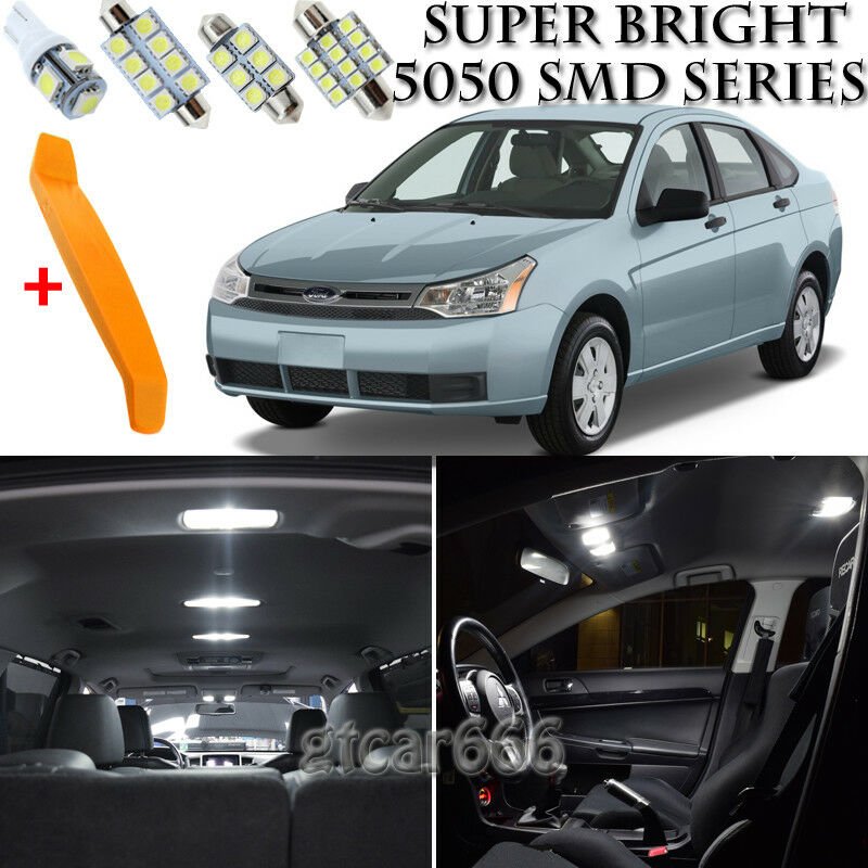 9 x Xenon White Interior LED Lights Kit + TOOL For 2000 - 2011 Ford Focus