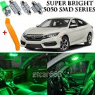 8 x Ultra Green Interior LED Lights Kit + TOOL For 2013 - 2017 Honda Civic