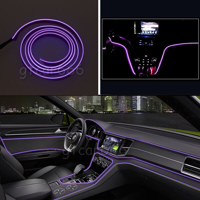 2M 12V EL Wire Purple Cold light Strip Atmosphere Lights Unique Decor Neon Lamp