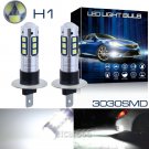 2x H1 15SMD High Power 3030 LED Fog Light DRL Daytime Running Bulbs 6500K White