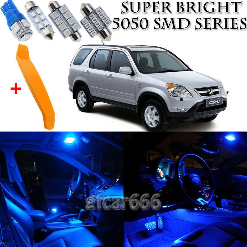 9 x Ultra Blue Interior LED Lights Kit + TOOL For 2002 - 2006 Honda CRV CR-V