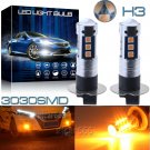 2x H3 12V LED Fog Light Bulb Driving Light Replacement Bright Amber Yellow DRL
