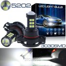 2PCS H16 5202 White 6000K 30-3030SMD High Power Fog Drving DRL LED Light Bulbs